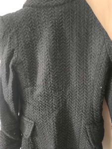 Black Woollen Coat Heavy Material