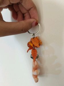 Orange Teddybear Keychain With Beautiful Butterfly