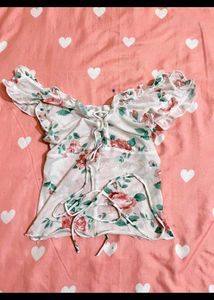 Newme Mesh Floral Lace Trim Cami Top