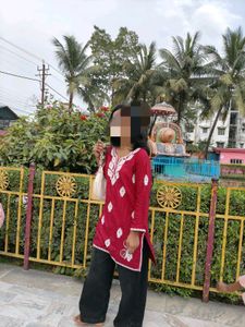 Maroon Embroidered Kurta