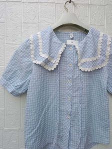 New with tag Pinterest Korean Chic Blue Gingham Bl
