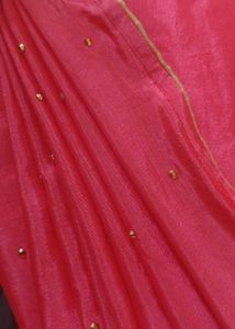 Rani Pink Saree With Golden Stones