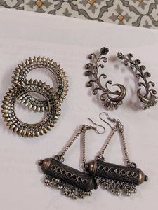 3 Pair Of Oxidation Earings Danglers Ethnic