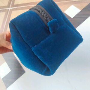 Elegant Blue Velvet Pouch