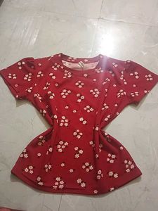 cutesy Red Floral Print Top