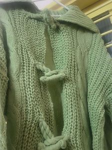 Green Knit Toggle Cardigan