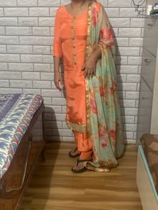 PUNJABI  SALWAR SUIT WITH PAPER SILK DUPATTA