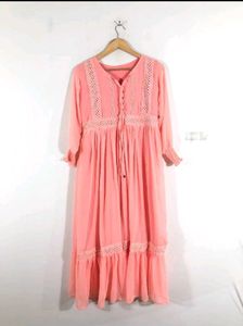 Peach Casual Dress Fully Lined