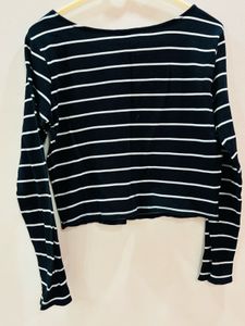 Black And White Lining Crop Top