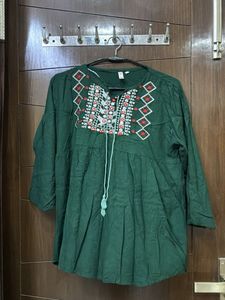 Embroidered Green Top