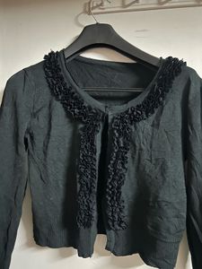 Black Cropped Cardigan