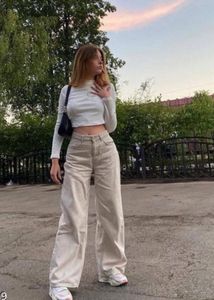 H&amp;M Wide Leg Beige Jeans