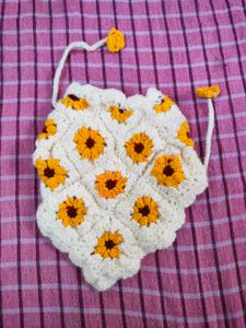 Crochet Sunflower Head Scarf bandana