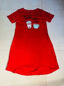 Red &#39;Latte&#39; Graphic Dress