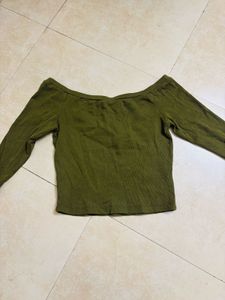 Olive Green Off-Shoulder Top