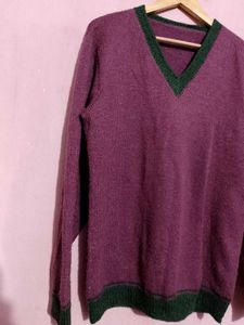 Purple V-Neck Pullover Sweater