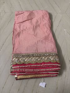 Elegant Pink &amp; White Saree
