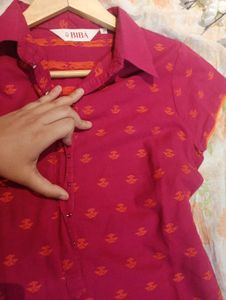 Pink And Orange 2 Layered Dress/Kurti, Size-XS