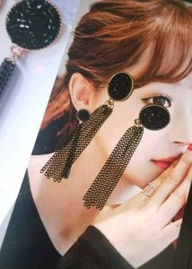Black Tassel Drop Earrings