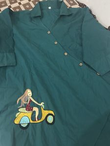 Green Embroidered Tunic Top