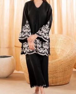 black embroidery kurta set