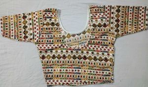 White Blouse With Golden Work