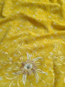 Yellow Sareewith Silver Sides