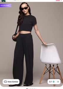 Black Crop Top & Wide Leg Pants Set