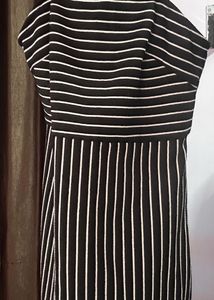 Black N White Strip Bodycon Dress
