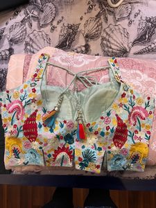 Lapink Embroidered Hand Work Plazzo Crop Top