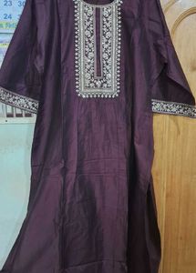 New Libas Silk Blend Burgundy Kurta Set (XXL)