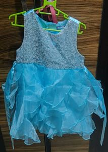 Blue Sequin Frill Dress