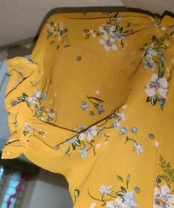 Yellow Floral Ruffle Crop Top