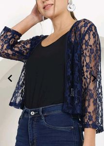 Navy Lace Shrug - Stylish Layer
