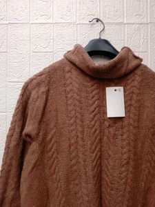 New With Tag Brown Turtleneck Knit Sweater