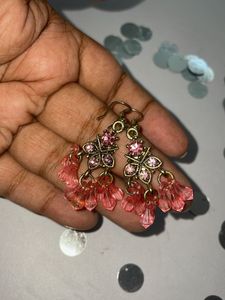 Pink Flower Earrings For Festival Bumper Offer