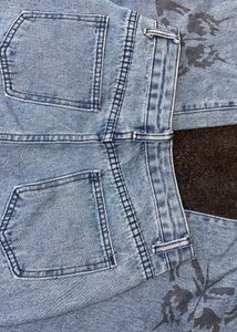 Beautiful Butterfly Print Wide Jeans