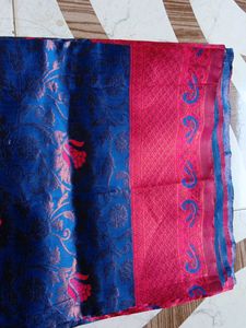 pink and neavy blue colour saree