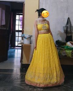Beautiful Lime Yellow Lehenga Choli Set