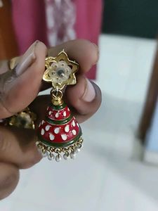 Kalamkari Red Jhumka