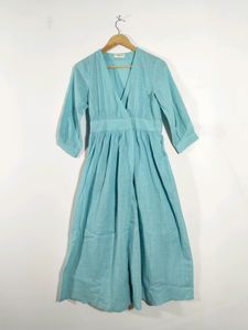 True Browns Blue Wrap Up Dress