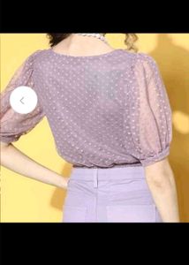 Athena Lavender puff sleeve corset Top