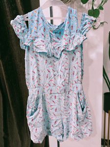 Cute Feather Print Romper