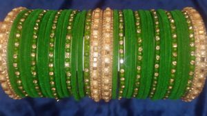Green &amp; Gold Bangle Set