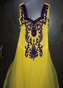 Yellow &amp; Purple Ethnic Gown