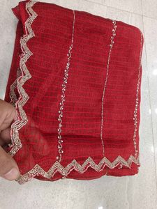 Elegant Red Embellished Saree