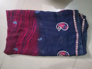 Paisley & Leaf Embroidered Saree