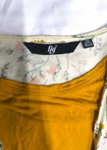 Floral Print Cardigan with Mustard Top