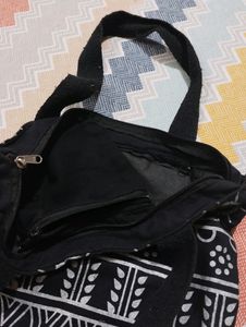 Black Printed Tote Bag