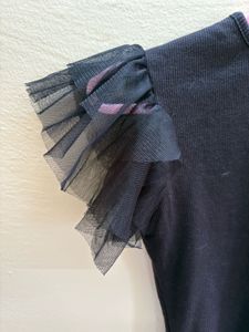 Black Tulle Sleeve Top